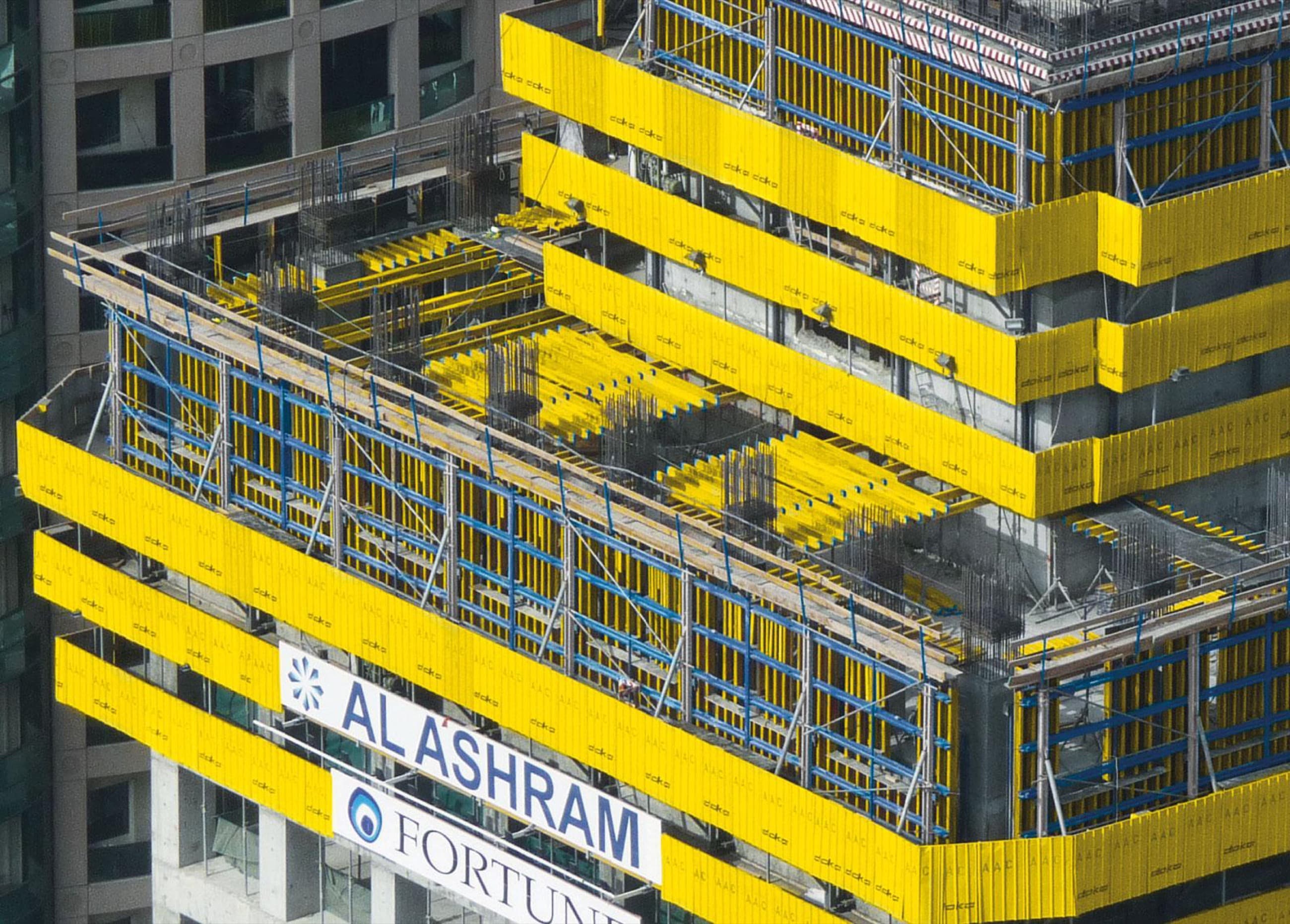 DOKA climbing formwork installed on a concrete structure